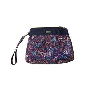 💖Travelon Wristlet Purse With Leopard Print In Blue & Pink With Zipper Closure